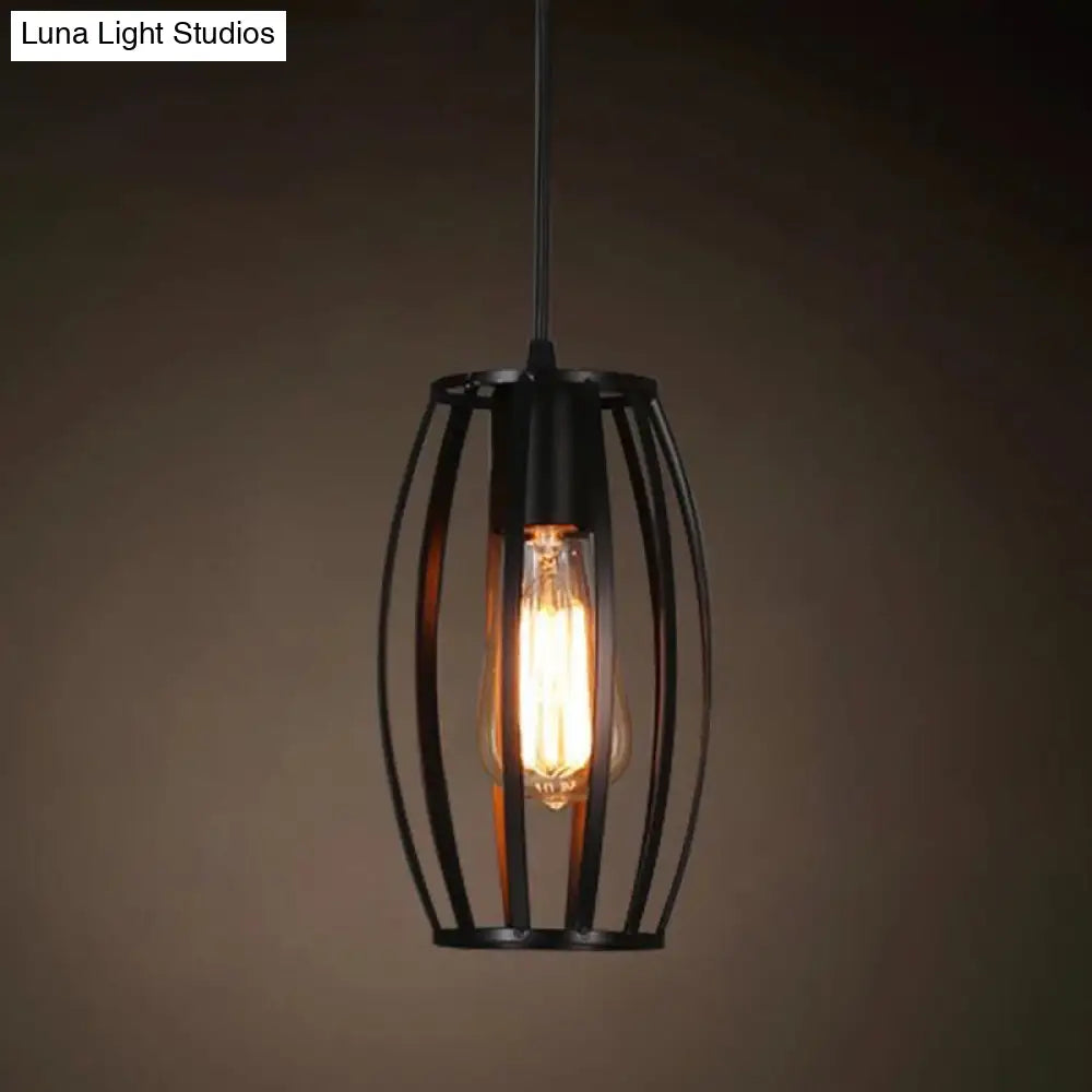 Industrial Retro 1-Light Pendant with Metal Cage for Bar - Hang in Style!