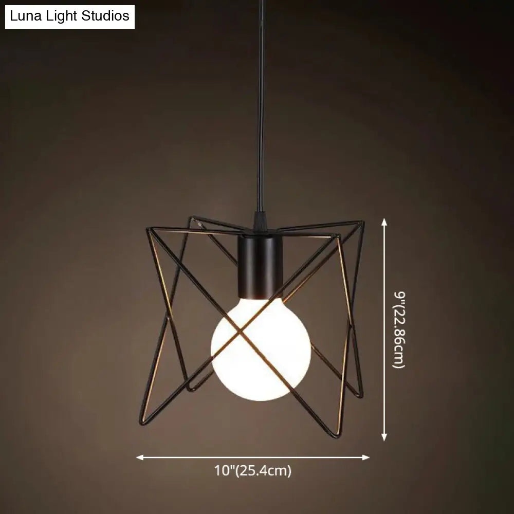 Industrial Retro 1-Light Pendant with Metal Cage for Bar - Hang in Style!