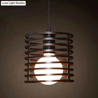 Industrial Retro 1-Light Pendant with Metal Cage for Bar - Hang in Style!