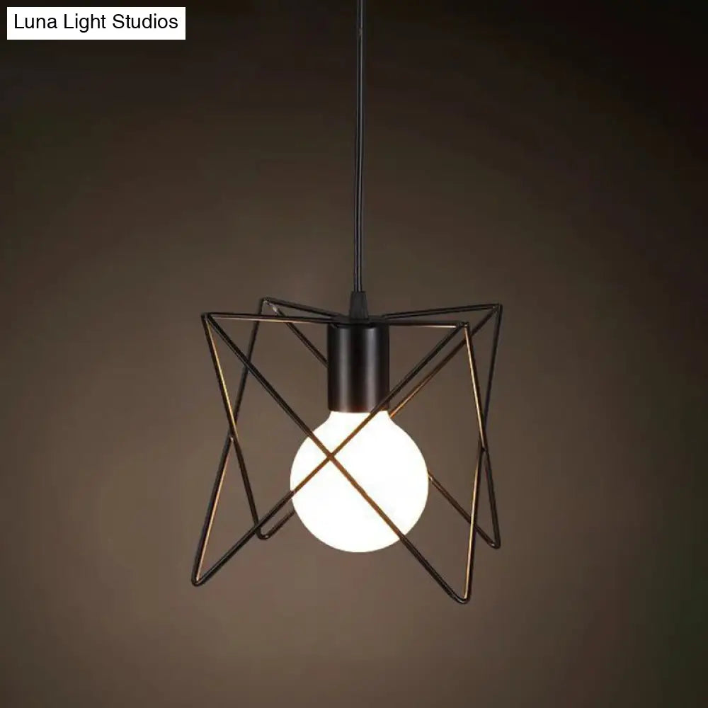 Industrial Retro 1-Light Pendant with Metal Cage for Bar - Hang in Style!