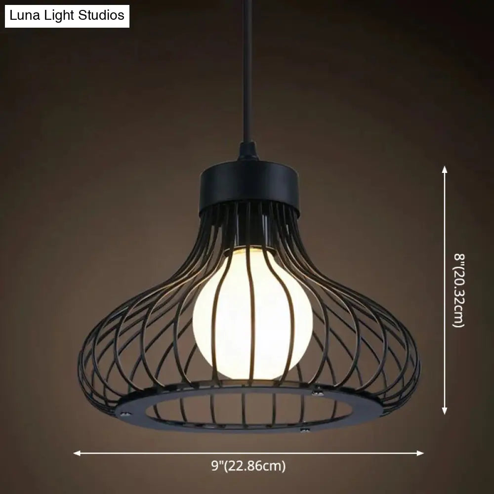 Industrial Retro 1-Light Pendant with Metal Cage for Bar - Hang in Style!