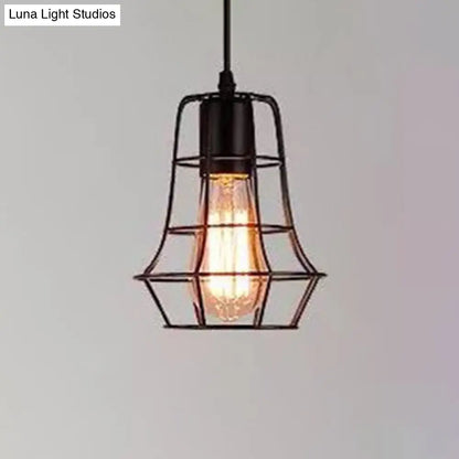 Industrial Retro 1-Light Pendant with Metal Cage for Bar - Hang in Style!