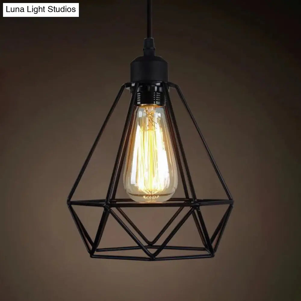 Industrial Retro 1-Light Pendant with Metal Cage for Bar - Hang in Style!