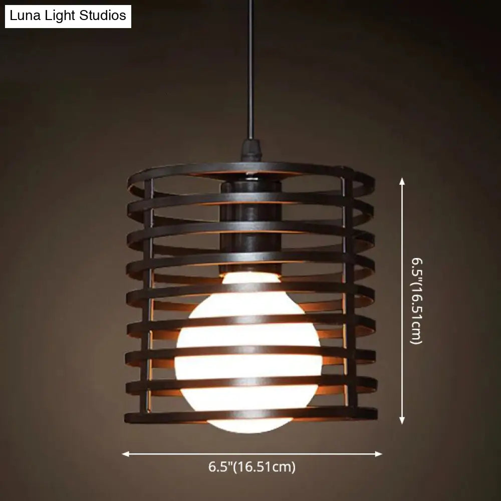 Industrial Retro 1-Light Pendant with Metal Cage for Bar - Hang in Style!