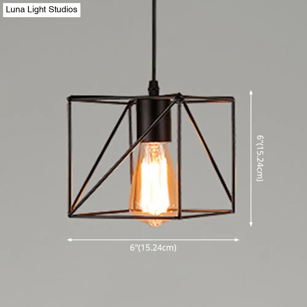 Industrial Retro 1-Light Pendant with Metal Cage for Bar - Hang in Style!