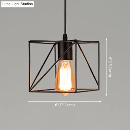 Industrial Retro 1-Light Pendant with Metal Cage for Bar - Hang in Style!