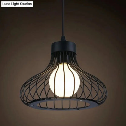 Industrial Retro 1-Light Pendant with Metal Cage for Bar - Hang in Style!