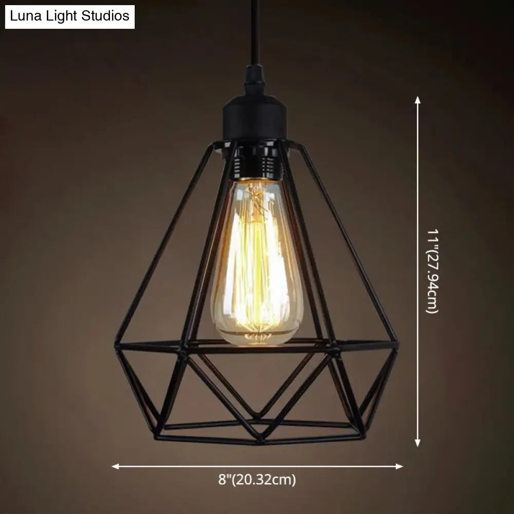 Industrial Retro 1-Light Pendant with Metal Cage for Bar - Hang in Style!