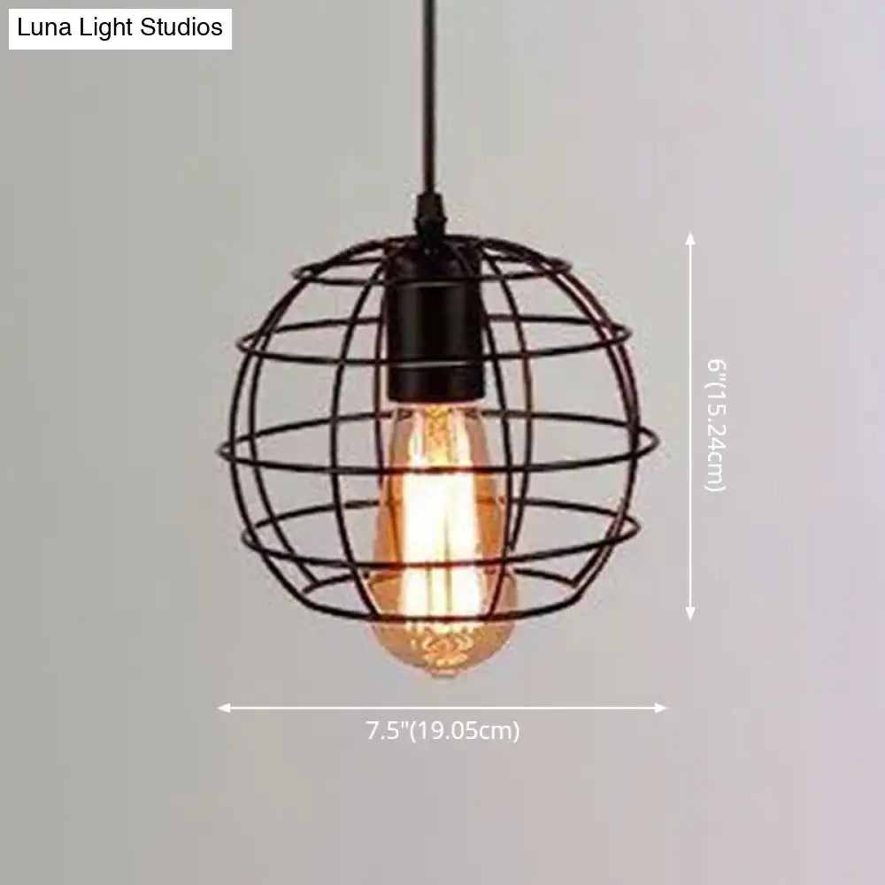 Industrial Retro 1-Light Pendant with Metal Cage for Bar - Hang in Style!