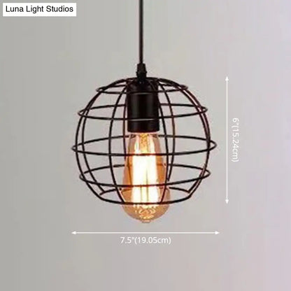 Industrial Retro 1-Light Pendant with Metal Cage for Bar - Hang in Style!