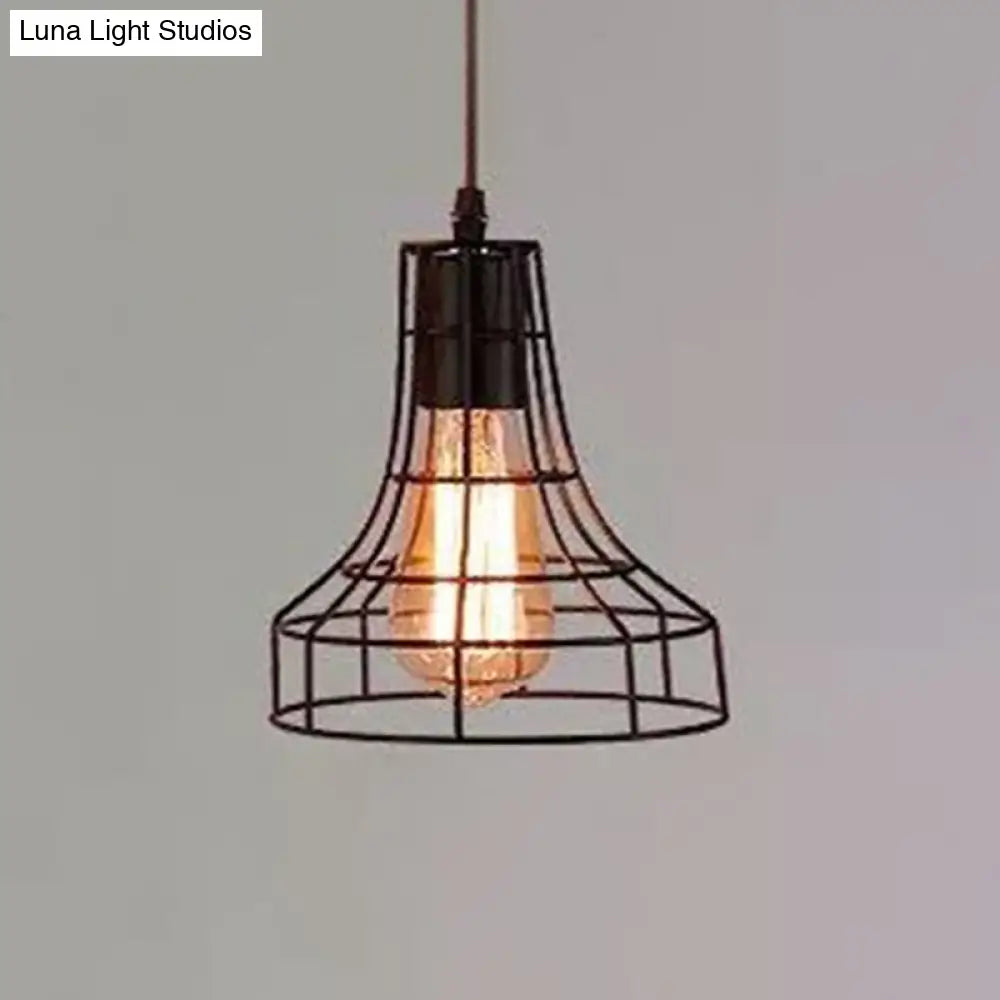 Industrial Retro 1-Light Pendant with Metal Cage for Bar - Hang in Style!