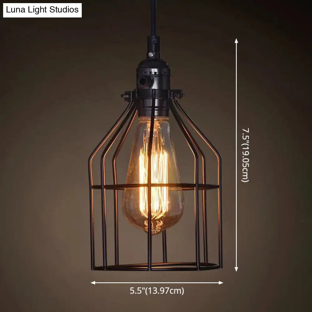 Industrial Retro 1-Light Pendant with Metal Cage for Bar - Hang in Style!