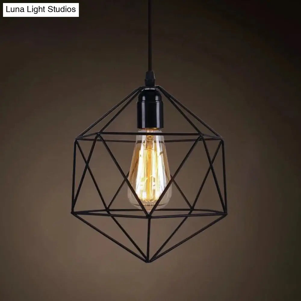 Industrial Retro 1-Light Pendant with Metal Cage for Bar - Hang in Style!