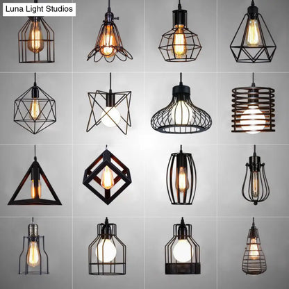 Industrial Retro 1-Light Pendant with Metal Cage for Bar - Hang in Style!