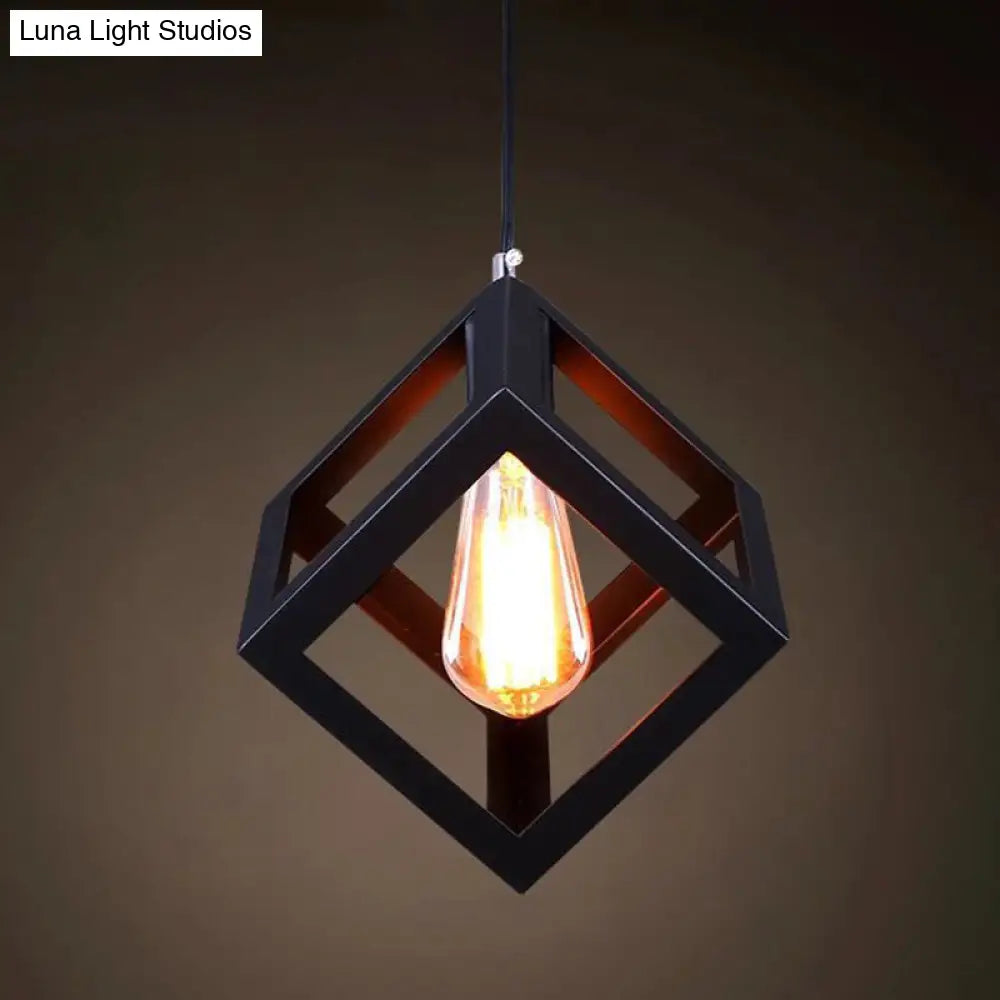 Industrial Retro 1-Light Pendant with Metal Cage for Bar - Hang in Style!