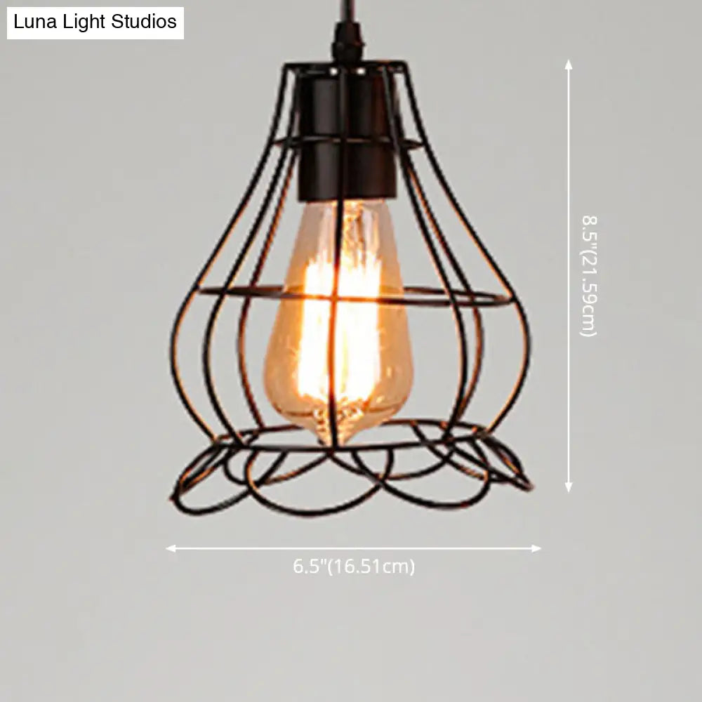 Industrial Retro 1-Light Pendant with Metal Cage for Bar - Hang in Style!