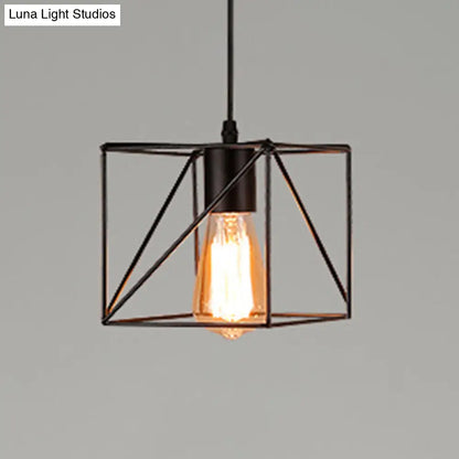 Industrial Retro 1-Light Pendant with Metal Cage for Bar - Hang in Style!