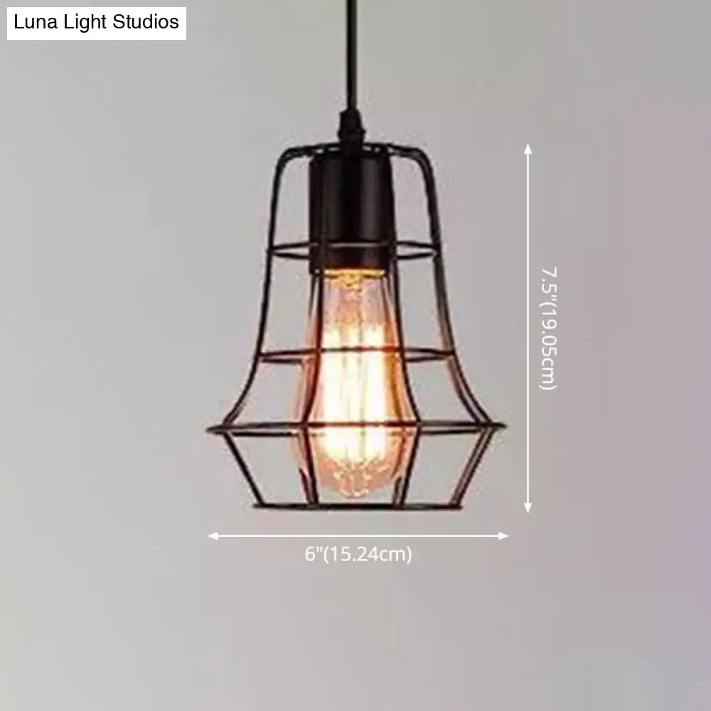 Industrial Retro 1-Light Pendant with Metal Cage for Bar - Hang in Style!