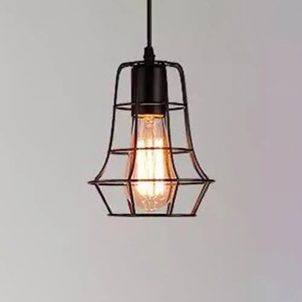 Industrial Retro 1-Light Pendant with Metal Cage for Bar - Hang in Style!