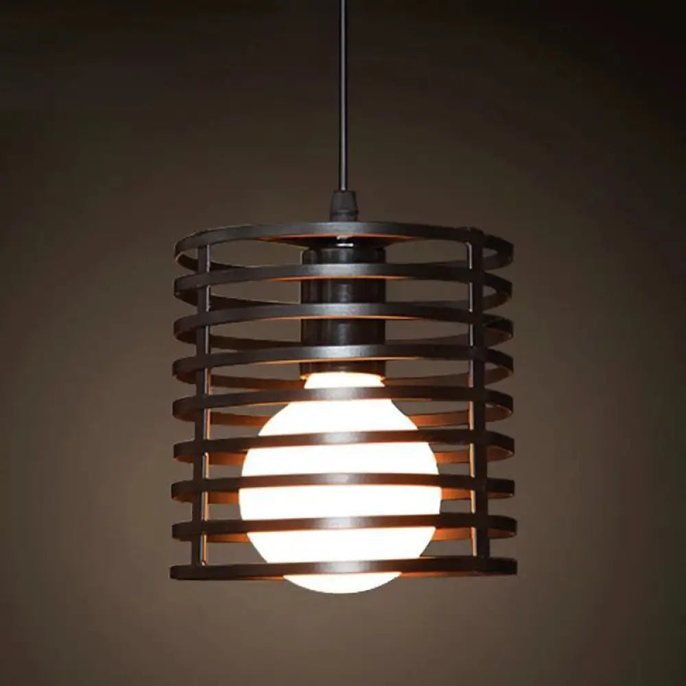 Industrial Retro 1-Light Pendant with Metal Cage for Bar - Hang in Style!