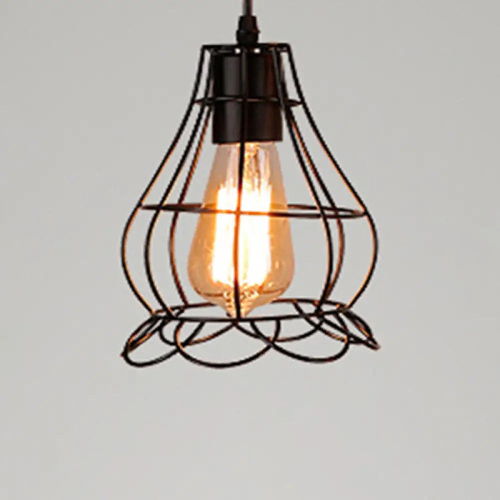 Industrial Retro 1-Light Pendant with Metal Cage for Bar - Hang in Style!