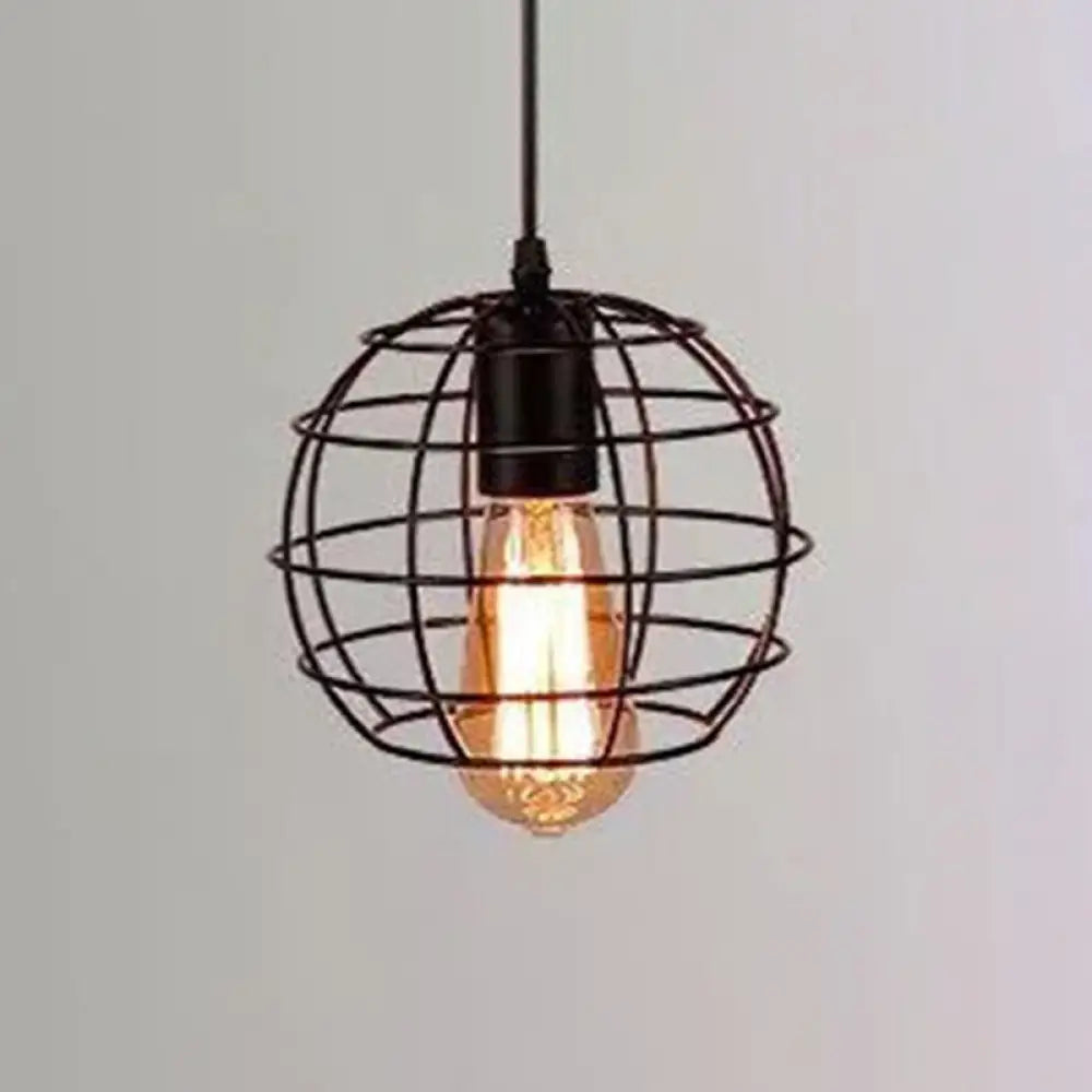 Industrial Retro 1-Light Pendant with Metal Cage for Bar - Hang in Style!