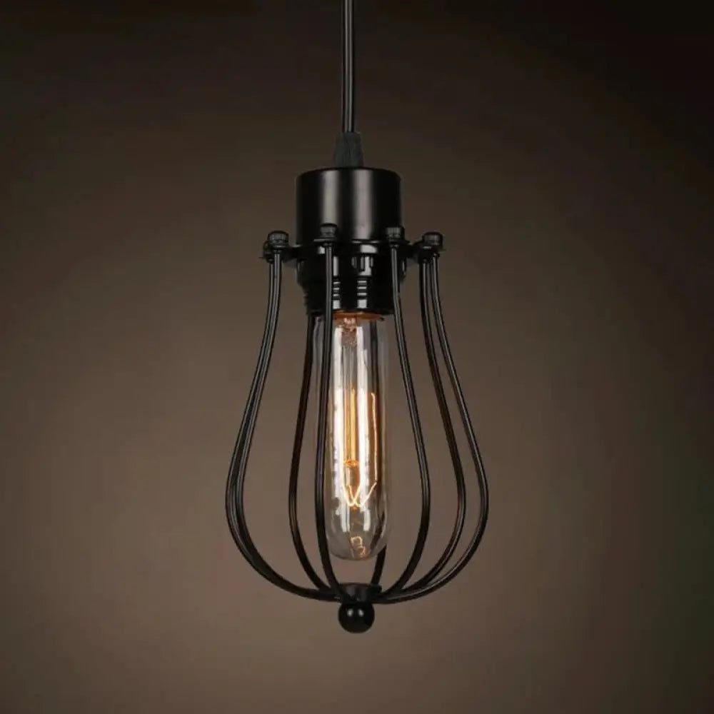 Industrial Retro 1-Light Pendant with Metal Cage for Bar - Hang in Style!