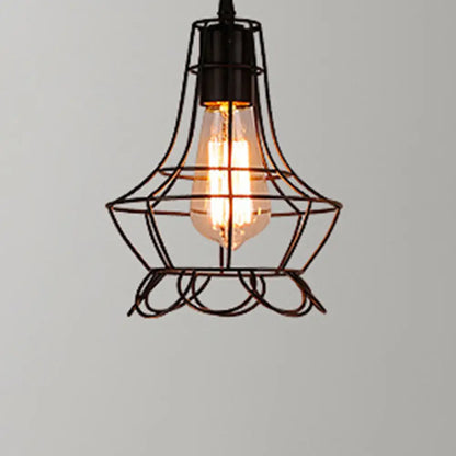 Industrial Retro 1-Light Pendant with Metal Cage for Bar - Hang in Style!