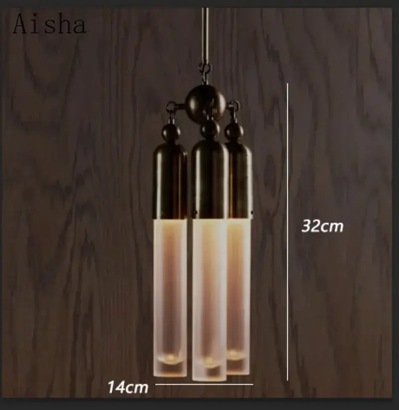 Aisha brand industrial retro pendant lamp with three frosted glass tubes and dark bronze metal fixtures for living room decorbites industrial retro