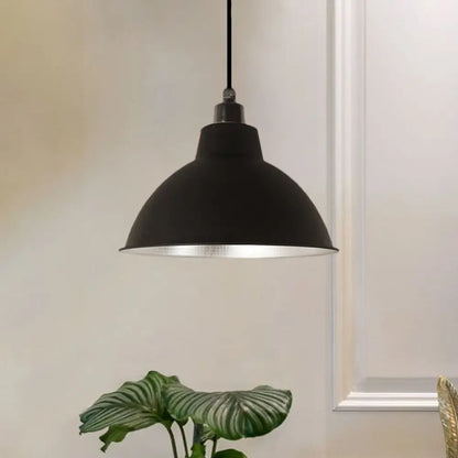 Industrial Retro Suspended Light - Black/Silver, 1 Light, 12-16" Diameter