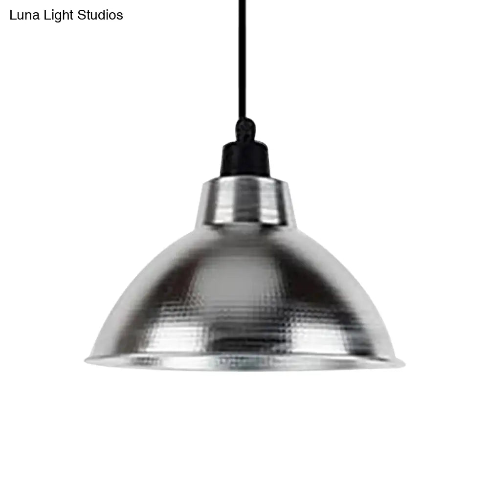 Industrial Retro Suspended Light - Black/Silver, 1 Light, 12-16" Diameter