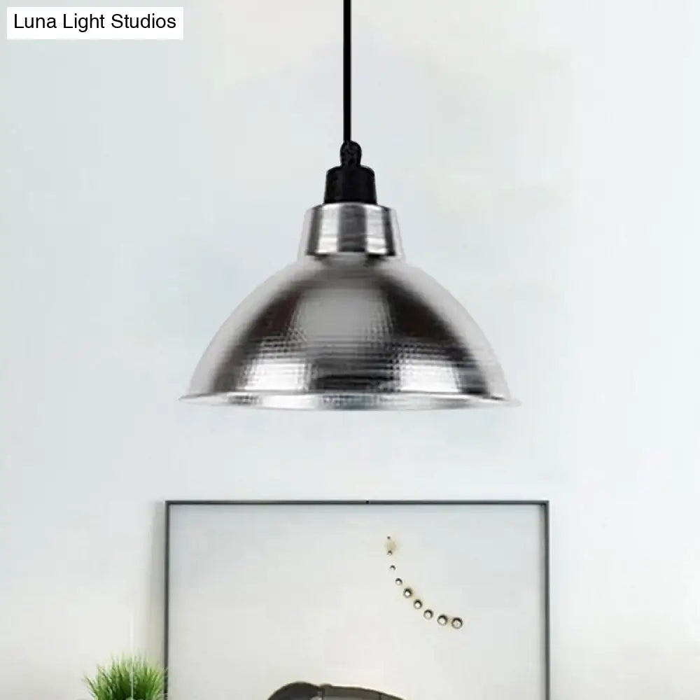 Industrial Retro Suspended Light - Black/Silver, 1 Light, 12-16" Diameter