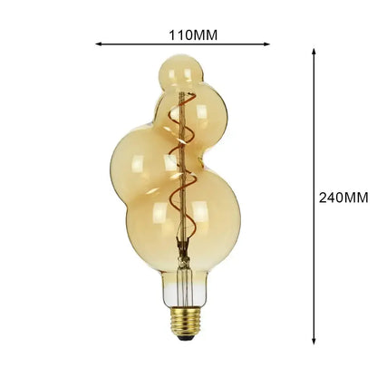 A vintage-style industrial retro vintage led edison bulb with warm amber glass and brass screw base for living room decor