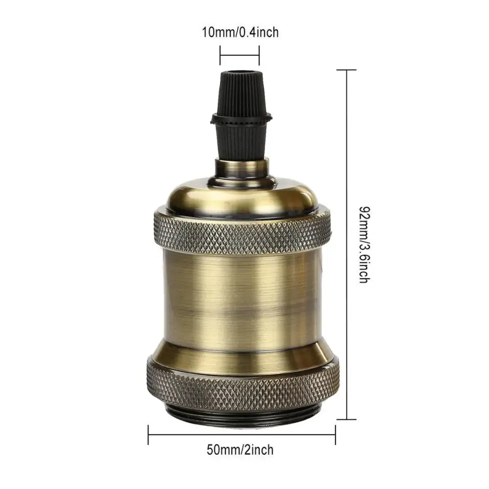 Antique brass-finished vintage-style decorbites industrial e27 lamp holder with black plastic industrial e27 screw top