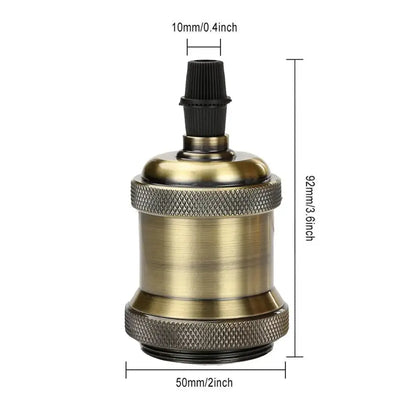 Antique brass-finished vintage-style decorbites industrial e27 lamp holder with black plastic industrial e27 screw top