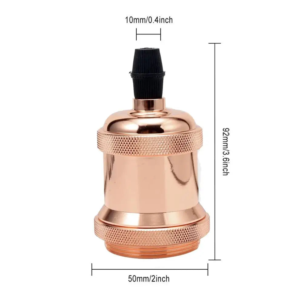 Rose gold vintage-style industrial e27 lamp holder with a black textured cap for decorbites industrial e27 screw use