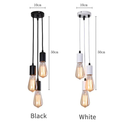 Industrial rose gold and chrome led pendant lamp with black and white vintage edison bulbs for dining room lighting