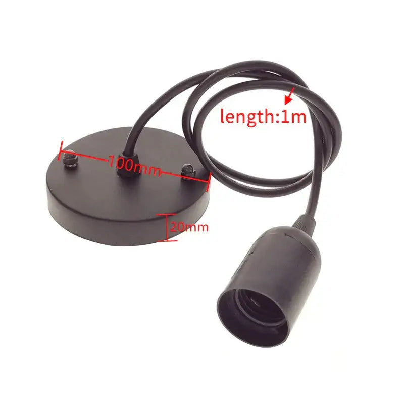 Black matte finished industrial style led pendant lamp with 1 meter cord and circular mounting plate for dining room