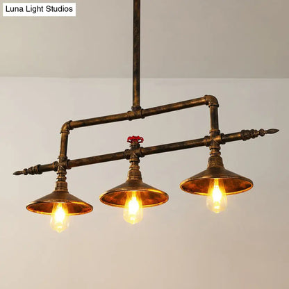 Industrial Rust Piping Metal Ceiling Chandelier - Stylish Dining Room Hanging Light Fixture