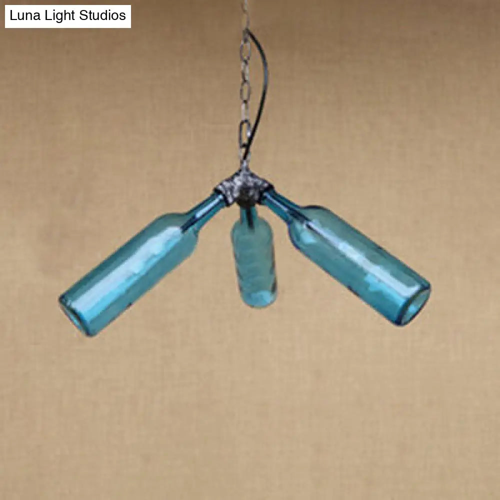 Industrial Rustic 3-Head Hanging Lamp with Pipe Design - Smoke Gray/Clear Glass Chandelier Lighting for Bar