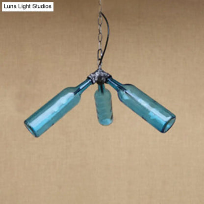 Industrial Rustic 3-Head Hanging Lamp with Pipe Design - Smoke Gray/Clear Glass Chandelier Lighting for Bar