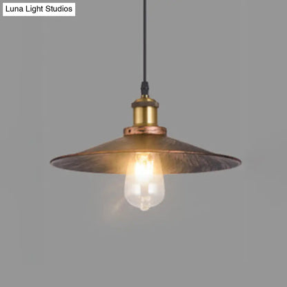 Industrial Rustic Flared Shade Pendant Light Fixture – 1 Light Indoor Ceiling Lamp