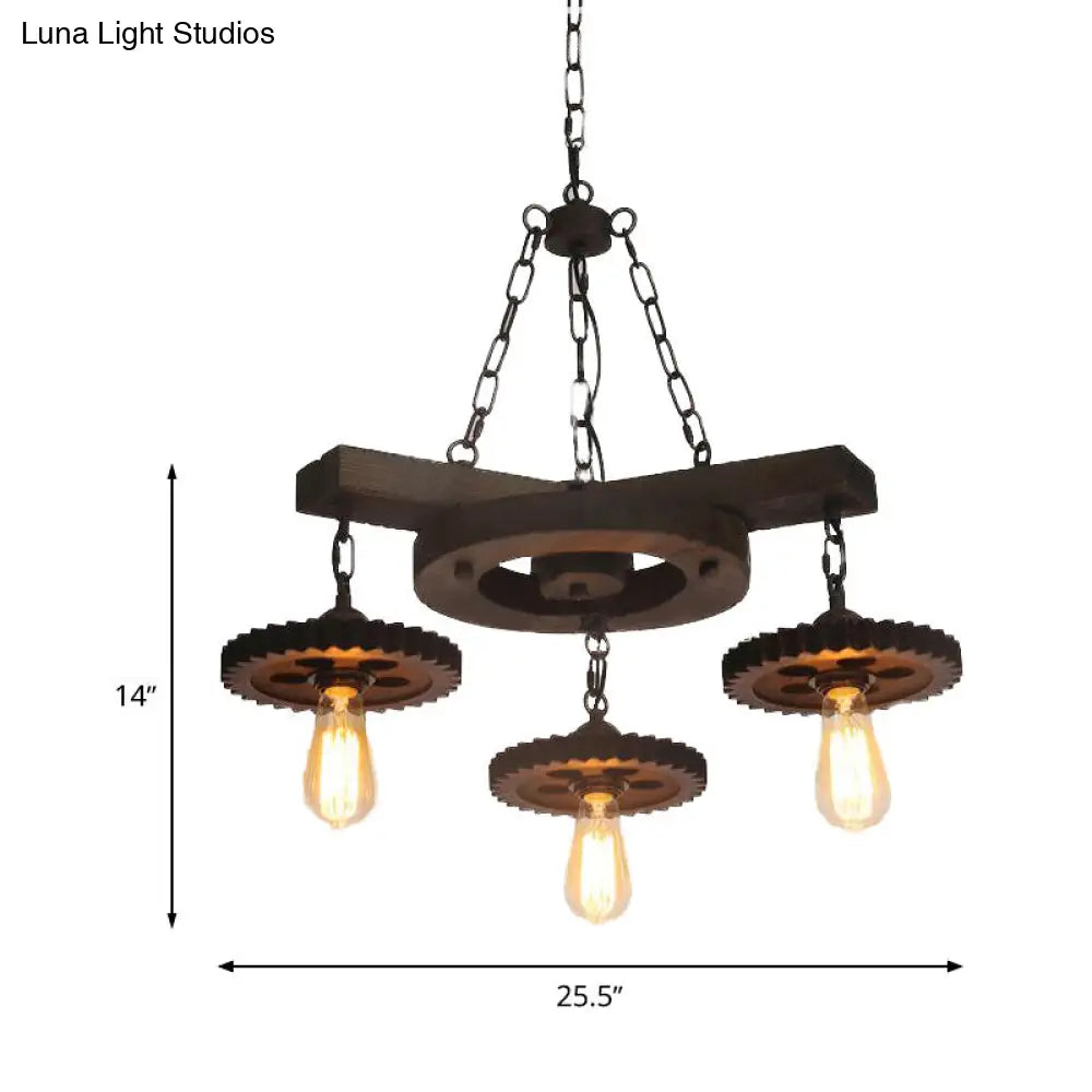 Industrial Rustic Metal Chandelier + 3 or 7 Exposed Bulb Lights – Ideal for Restaurants