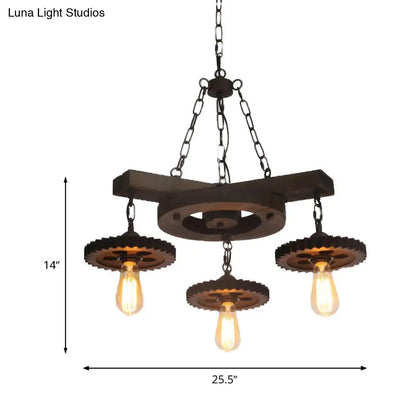 Industrial Rustic Metal Chandelier + 3 or 7 Exposed Bulb Lights – Ideal for Restaurants