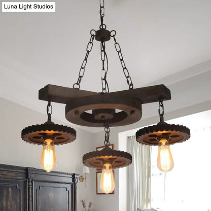 Industrial Rustic Metal Chandelier + 3 or 7 Exposed Bulb Lights – Ideal for Restaurants