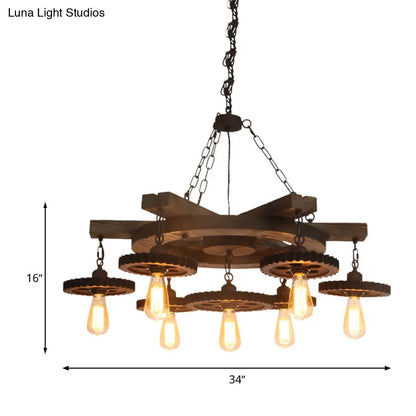 Industrial Rustic Metal Chandelier + 3 or 7 Exposed Bulb Lights – Ideal for Restaurants