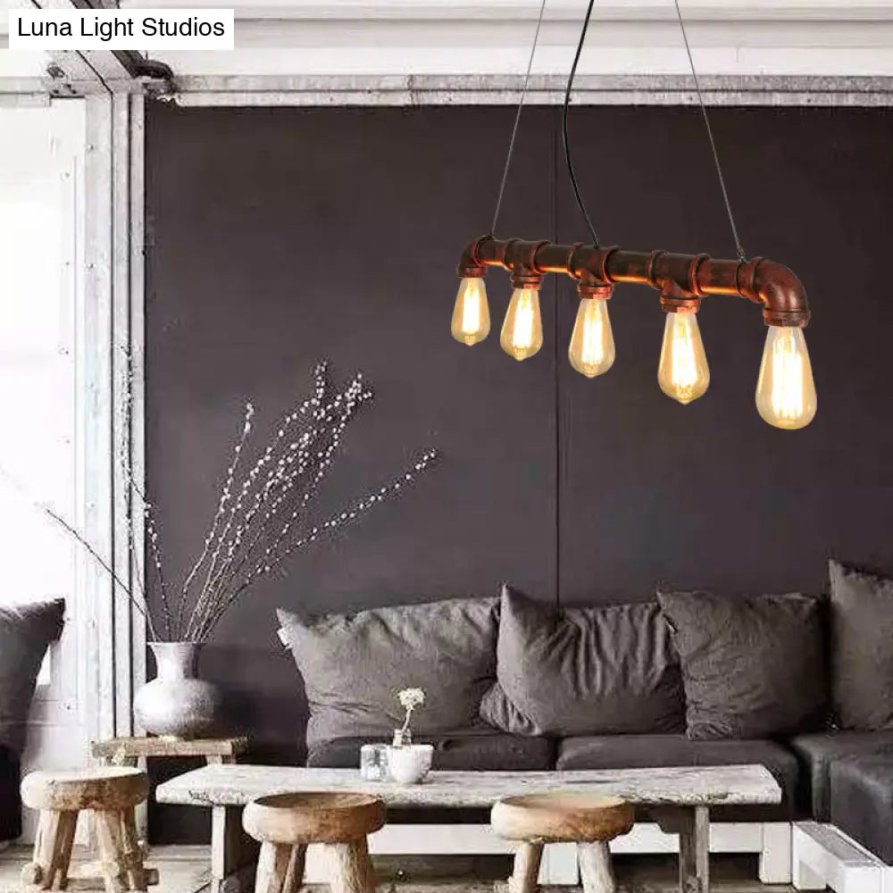 DecorBites™ Industrial Rustic Water Pipe Island Chandelier Light Fixture