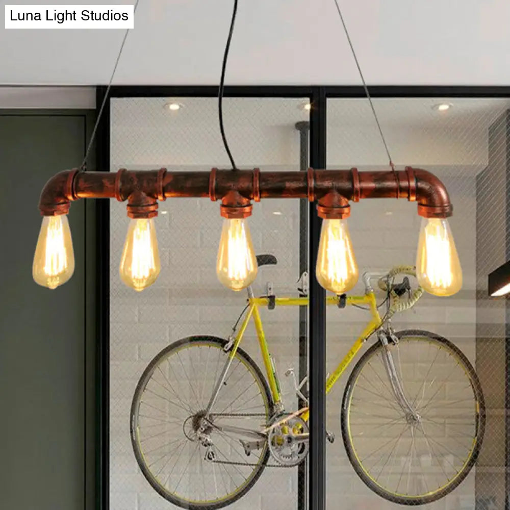 DecorBites™ Industrial Rustic Water Pipe Island Chandelier Light Fixture