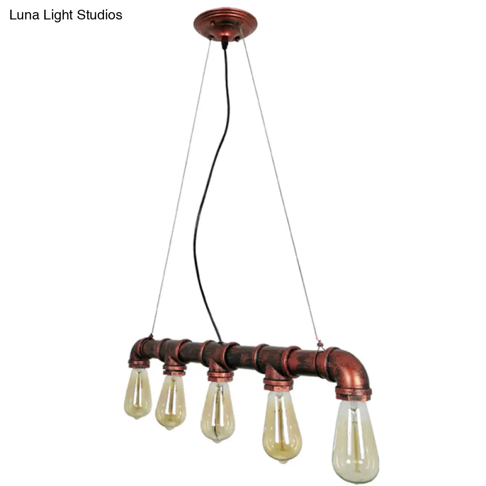 DecorBites™ Industrial Rustic Water Pipe Island Chandelier Light Fixture