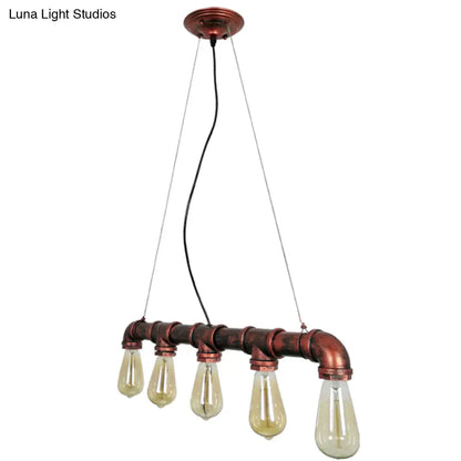 DecorBites™ Industrial Rustic Water Pipe Island Chandelier Light Fixture